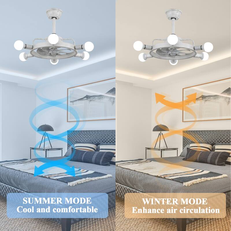 Cusp Barn 21 Inch Modern Ceiling Fan with Light and APP Control, Dimmable LED Lighting, Industrial 6-Speed Fandelier for Bedroom