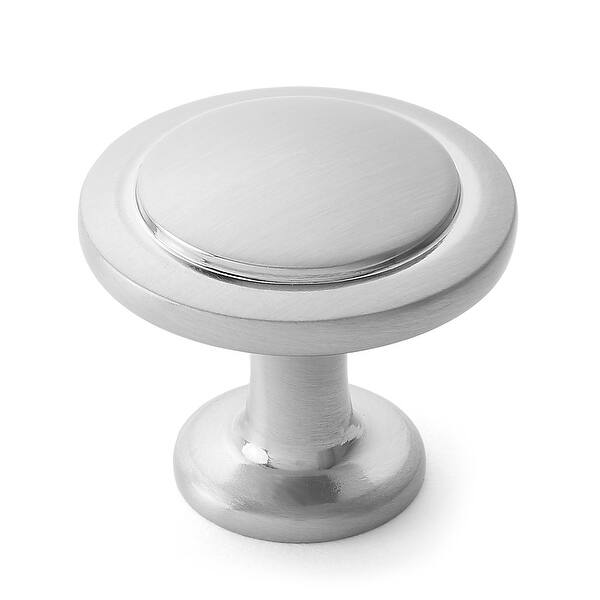 Shop Solid Round 1 1 4 Satin Nickel Kitchen Cabinet Knobs Pulls