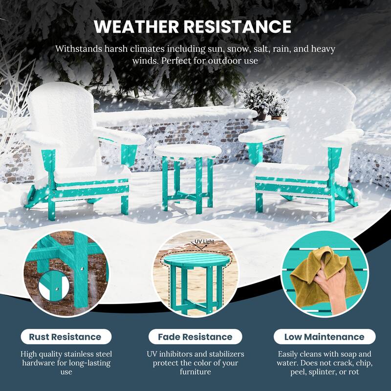 Laguna Outdoor Folding Adjustable Adirondack Chair with Hideaway Ottoman & Round Side Table