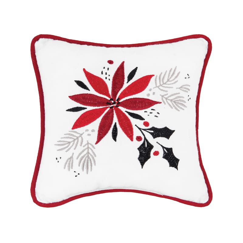 Poinsettia & Mistletoe Embroidered Throw Pillow Bed Bath & Beyond