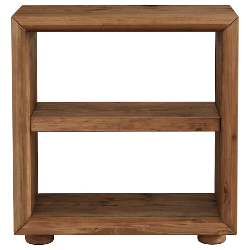 Solid Wood End Table with Storage Shelves, Bedside Nightstand, Living Room Bedroom Accent Side Table