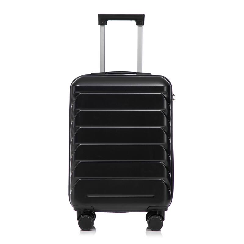 14"/20" 2-Piece, Modern Luggage Sets with Makeup Case, Spinner Wheel and Combination Lock, for Boarding Travel, Black