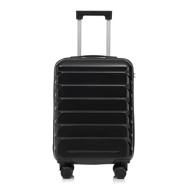 20 Inch ABS Hard Shell Travel Checked Luggage, Scratch Resistant Surface Four Multi-Directional Wheels, With Combination Lock - Black