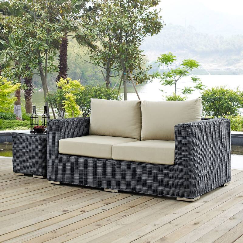 Summon Outdoor Patio Sunbrella® Loveseat - Canvas Antique Beige