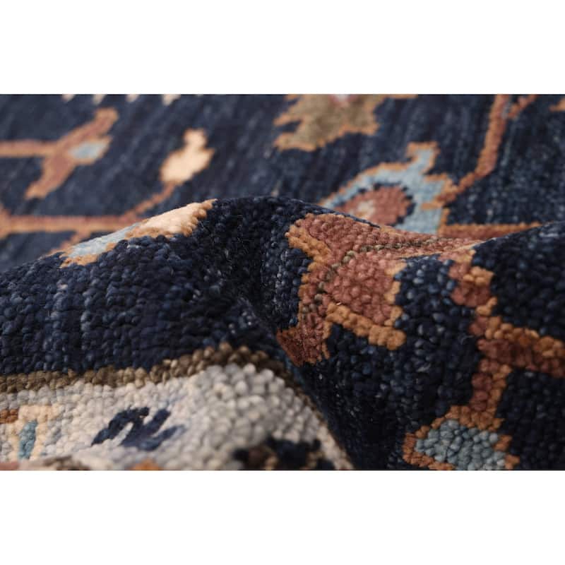 ECARPETGALLERY Hand-knotted Jules Serapi Dark Navy Wool Rug - 9'0 x 11'8