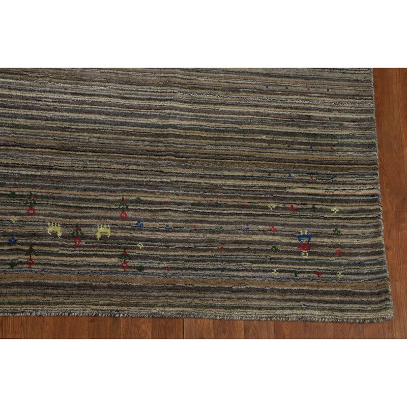 Hand Knotted Oriental 100% Wool Carpet Tribal Animal Pictorial Multi-Colored Gabbeh Area Rug - 9' 10'' X 8' 0''