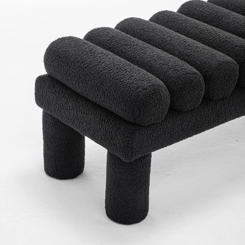 SEYNAR Modern Teddy Velvet Upholstered Rentangle Ottoman