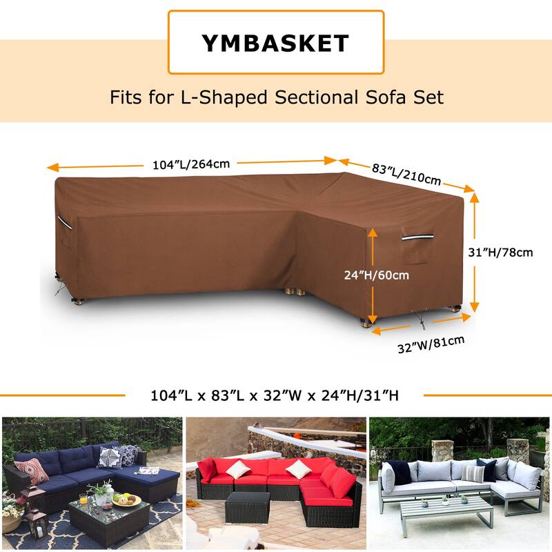Heavy Duty Patio Sectional Sofa Cover Outdoor Furniture Cover Waterproof