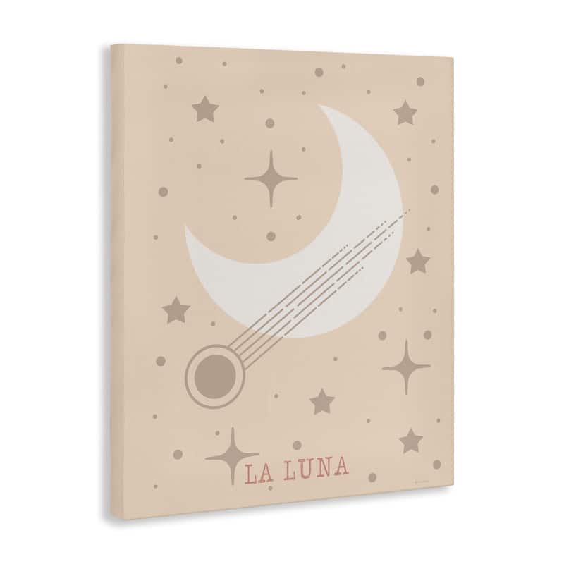 Stupell Minimal Moon with Stars Canvas Wall Art Design By Daniela Santiago
