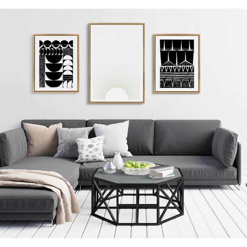 Kate and Laurel Sylvie Sun Rays Framed Canvas by Rocket Jack