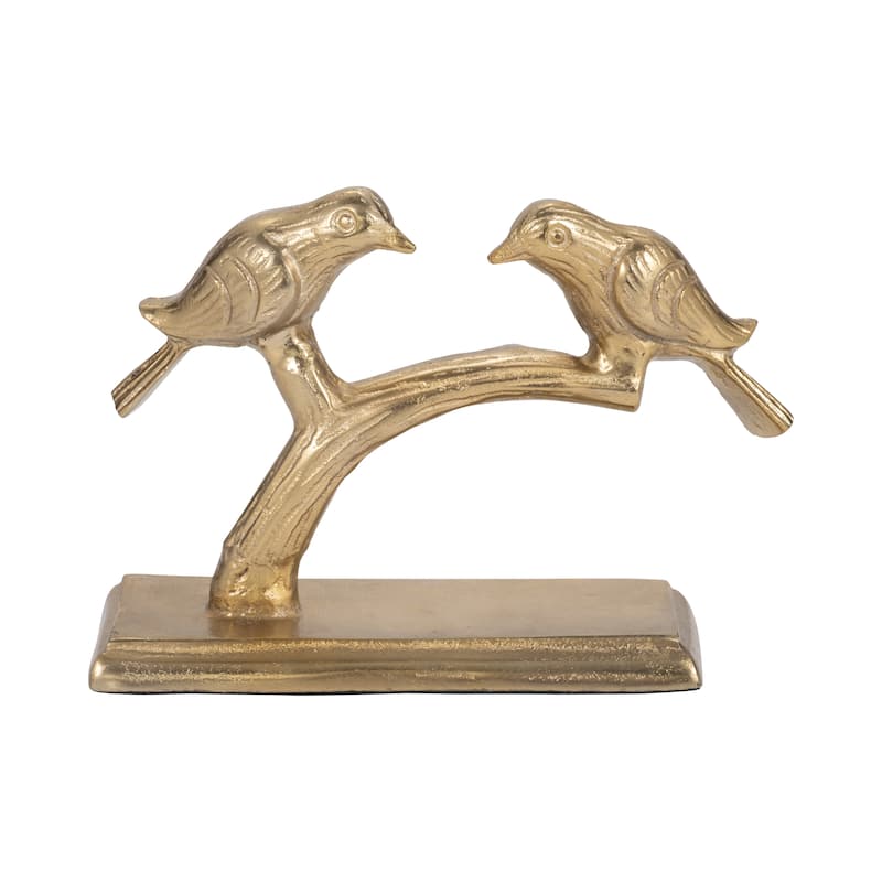 Decorative Metal Charming Birds Figurine - 10", Gold & Metallic - 9.5"