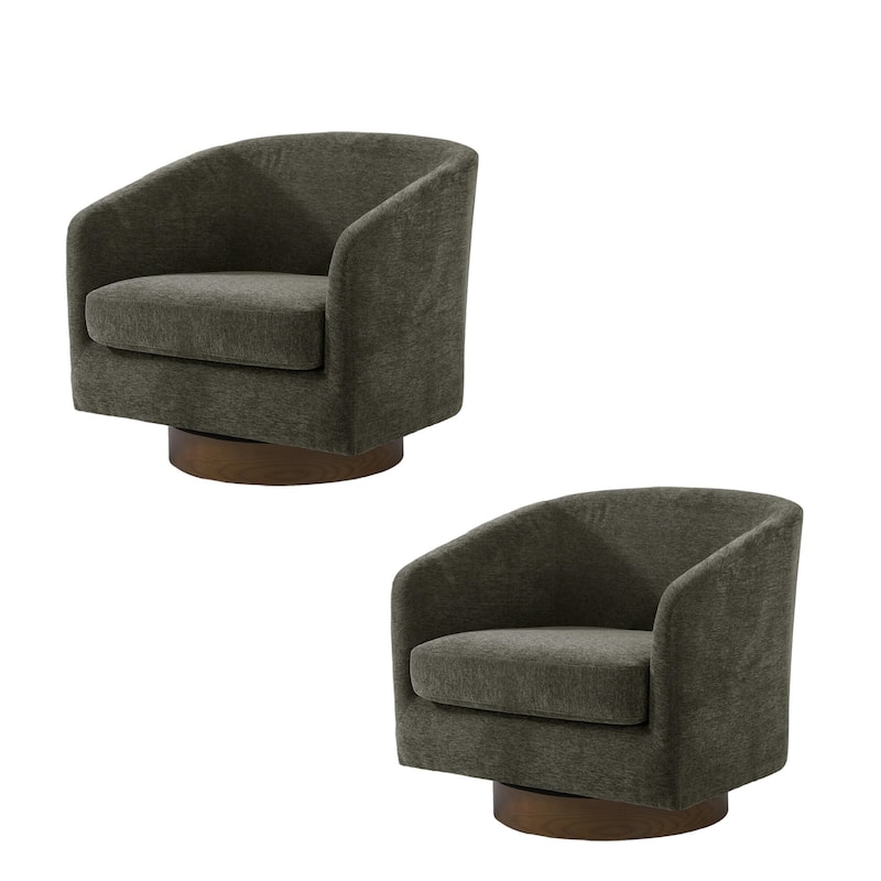 2 Set Modern Wide Round Swivel Accent Barrel Chairs
