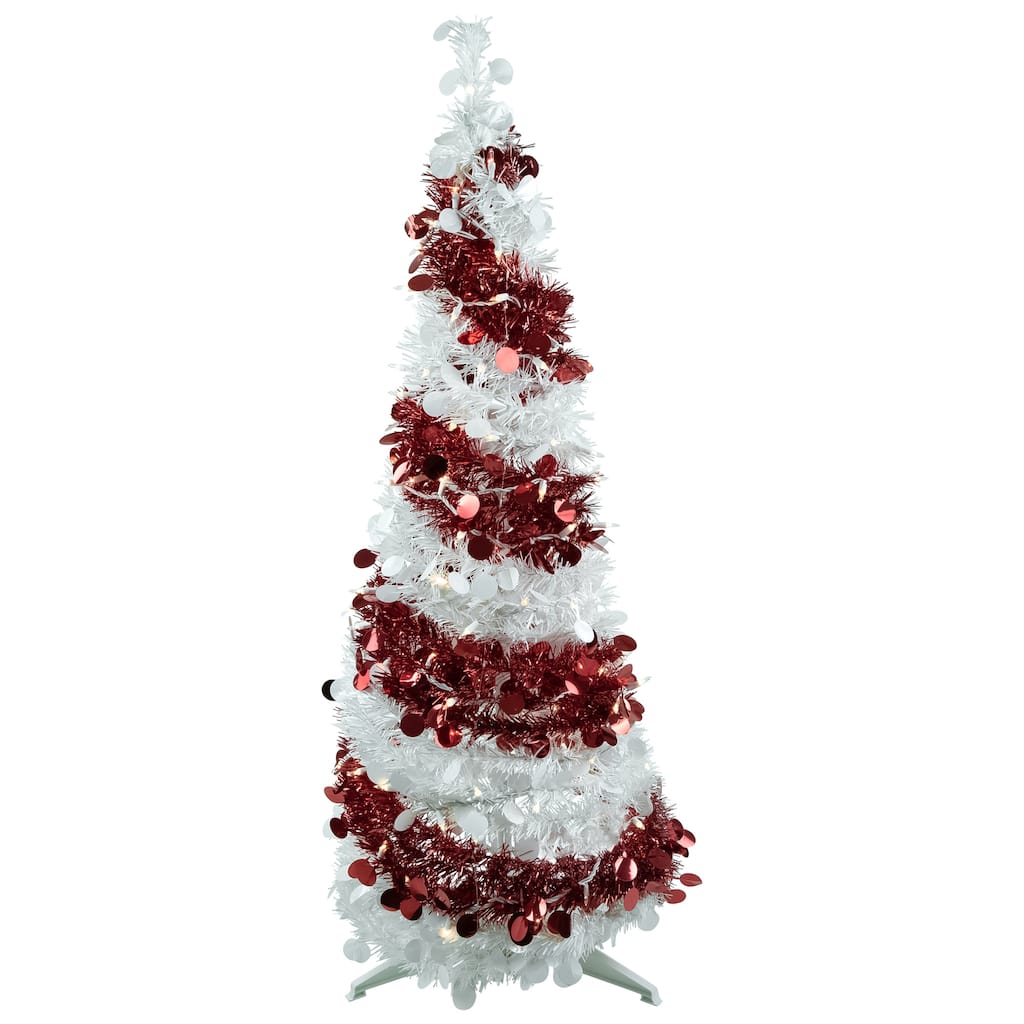 4' Pre-Lit Candy Cane Pop-Up Artificial Christmas Tree Clear Lights
