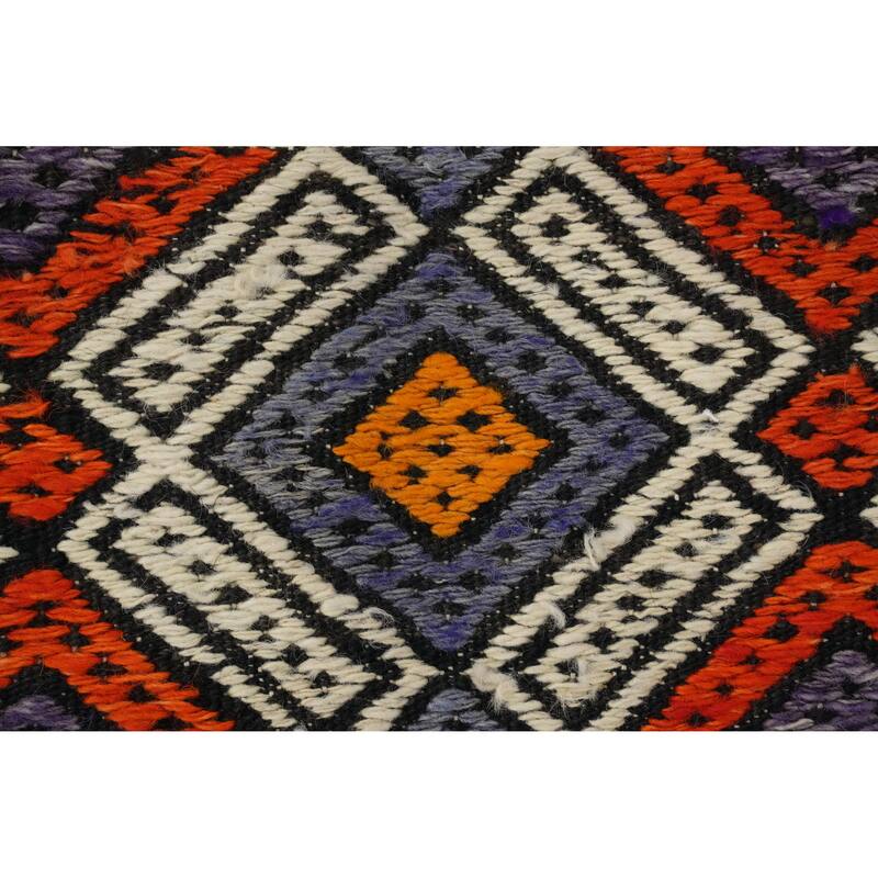 Hand Woven Oriental 100% Wool Carpet Southwestern Tribal Multi-Colored Kilim Area Rug - 8' 8'' X 5' 10''