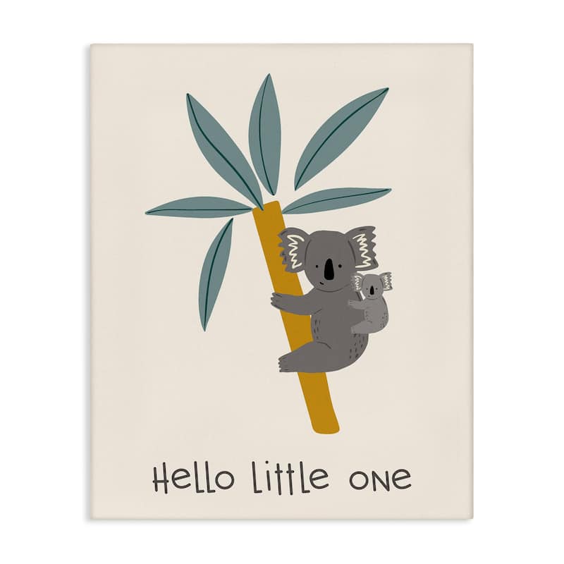Stupell Hello Little One Koalas Canvas Wall Art Design By Sazerelli Designs - 16 x 20