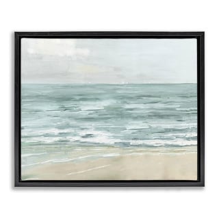 Stupell Brushed Beach Waves Framed Floater Canvas Wall Art Design By ...