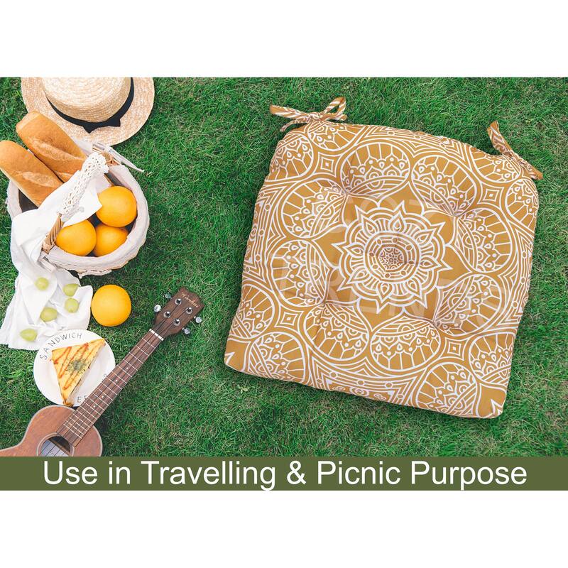 Indoor/Outdoor Chair Seat Cushion, Tufted, Weather, and Fade Resistant, 19" x 19"