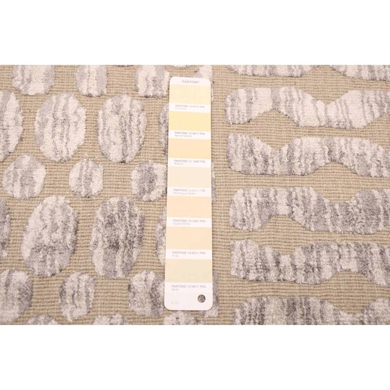 ECARPETGALLERY Hand Loomed Elysian Khaki Viscose, Wool Rug - 8'4 x 9'9