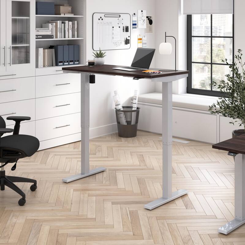 Bush Business Furniture Move 40 Series 48x24 Adjustable Standing Desk - Black Walnut/Cool Gray Metallic