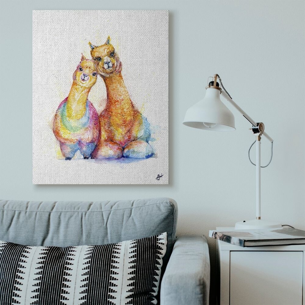 Shop Stupell Industries Cute Colorful Llama Family Animal Watercolor Painting Canvas Wall Art Proudly Made In Usa Overstock 29129160