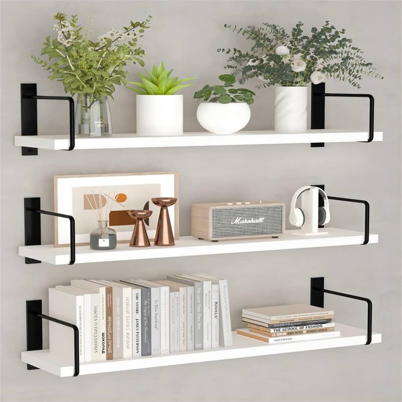 24 Inches Easy to Install Wall Mounted Shelves - 6"D x 24"W x 6"H - White