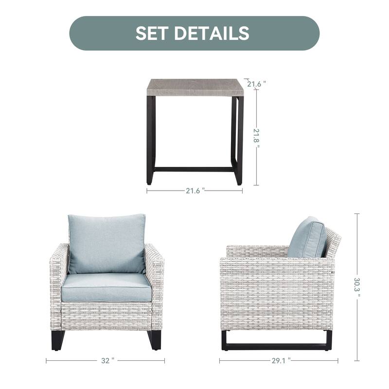 Gymojoy Outdoor PE Wicker Chairs with Table Weather-resistance