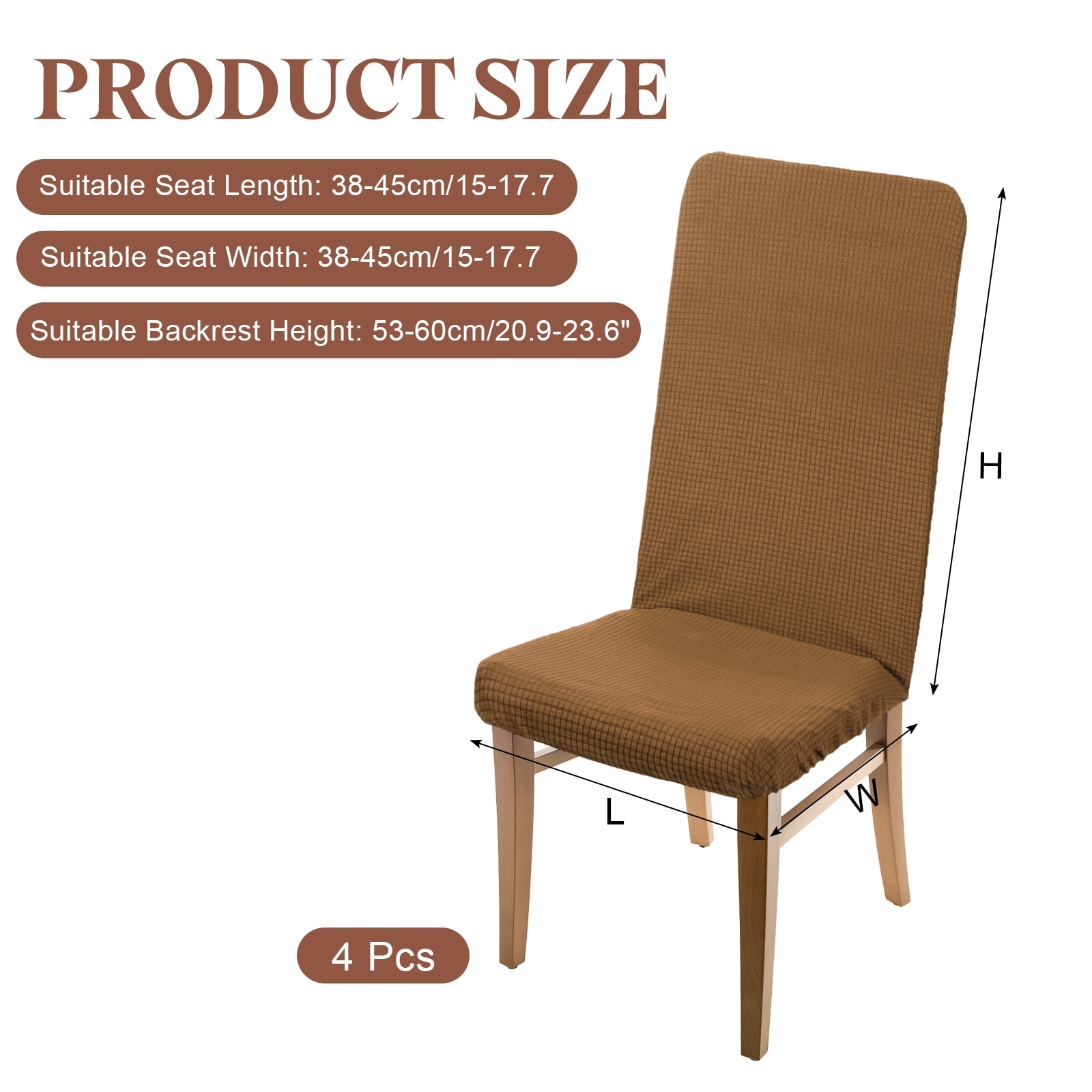 Dining Room Chair Cover, Soft Stretch Removable Parson Chair Slipcover Seat Protector Cover for Home Kitchen Hotel Restaurant