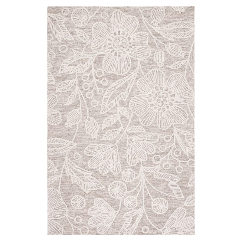 SAFAVIEH Handmade Jardin Mevlija Floral Wool Rug - 6' Square - Natural/Ivory - Square