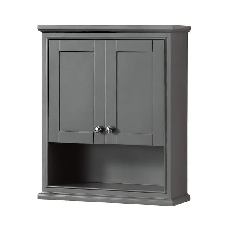Wyndham Collection Deborah 30" Wood Wall Mounted Bathroom Cabinet - Dark Gray / Polished Chrome Hardware