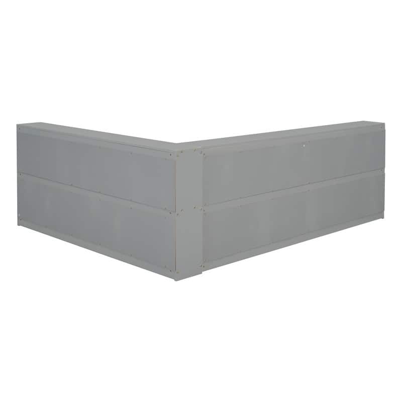 Full Size L-shaped Floor Bed with Bookcases,Sliding Doors,without Slats