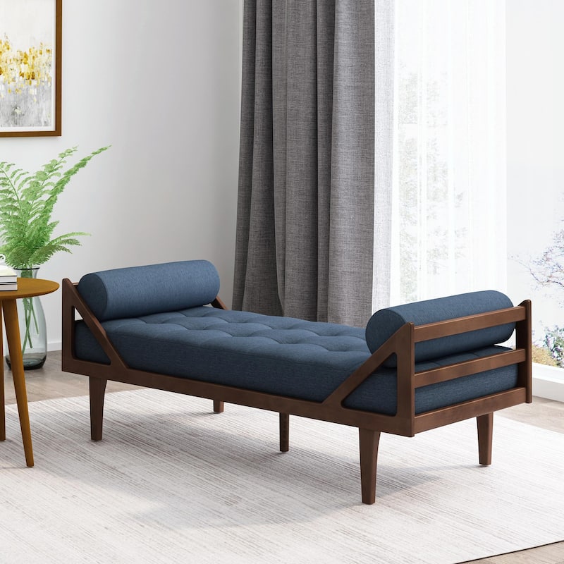Rustic Upholstered Indoor Chaise Lounge for Living Room, Bedroom, Interior Space