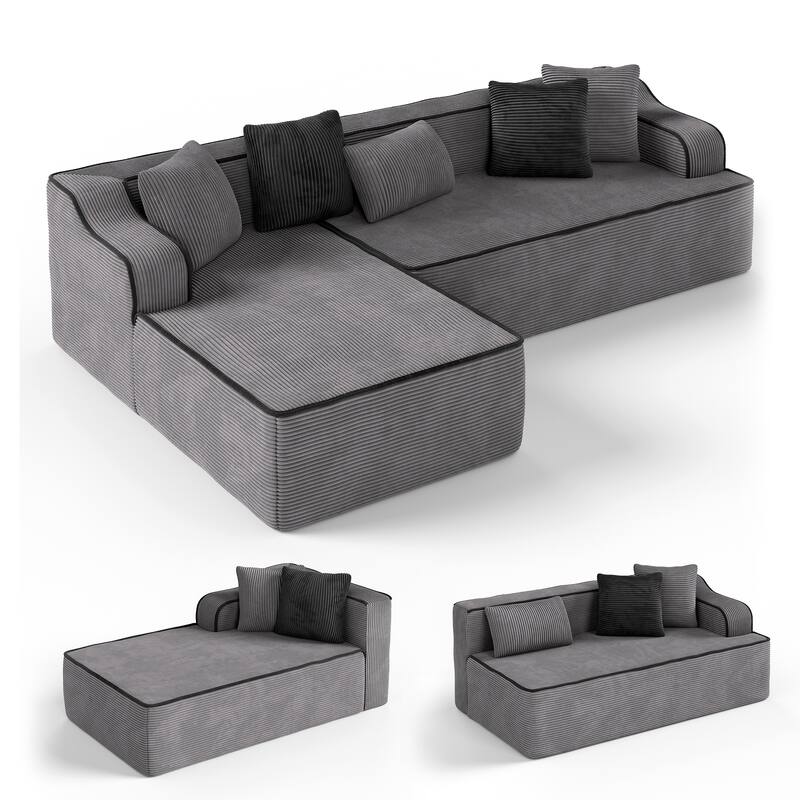 MAISON ARTS Convertible L-Shaped No Assembly Sectional Chaise Sofa for Living Room