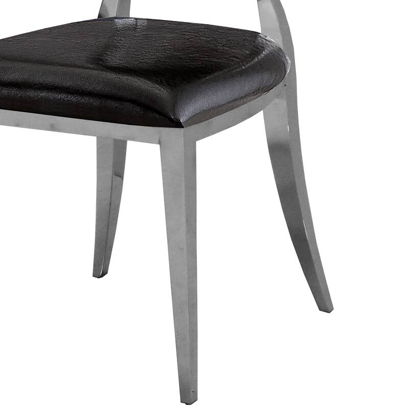 Leatherette Dining Chair Set of 2 with Stainless Steel Legs