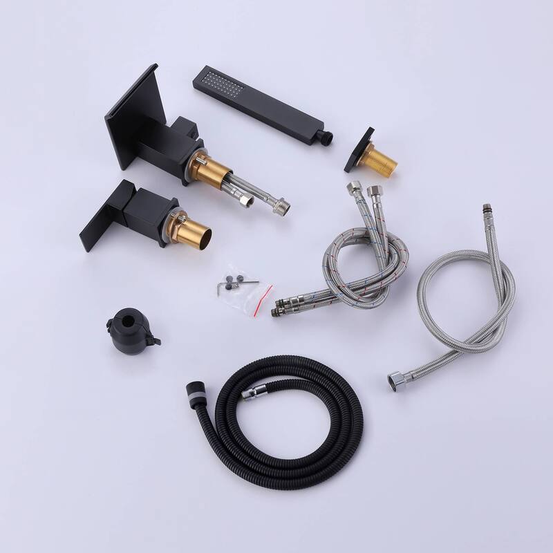 Deck Mount Tub Faucet With Handheld Shower Matte Black Bathtub Faucets 3 Holes Modern Bathroom Tub Filters With Hand Sprayer