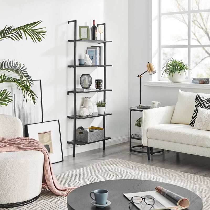 Danya B. Everett 5-Tier Open Display Stand Wall Mount Modern Metal Frame Ladder Shelf