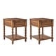 preview thumbnail 10 of 9, HULALA HOME Eric Traditional 26" Tall Solid Wood End Table with Built-in Charging Station and Extendable Tray Set of 2