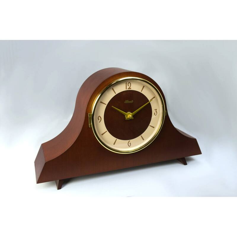 Vintage Style Quartz Chime Mantel Clock - 12" - Walnut Brown