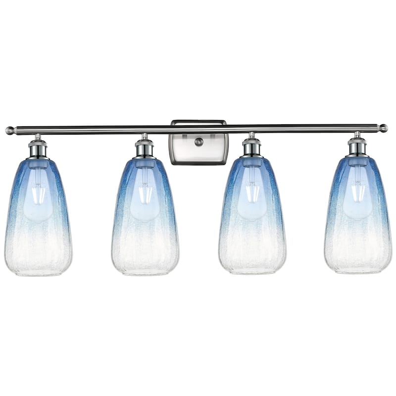 Innovations Lighting 516-4W-14-36 Brookhaven Almond Vanity Brookhaven - Brushed Satin Nickel / Sapphire Blue