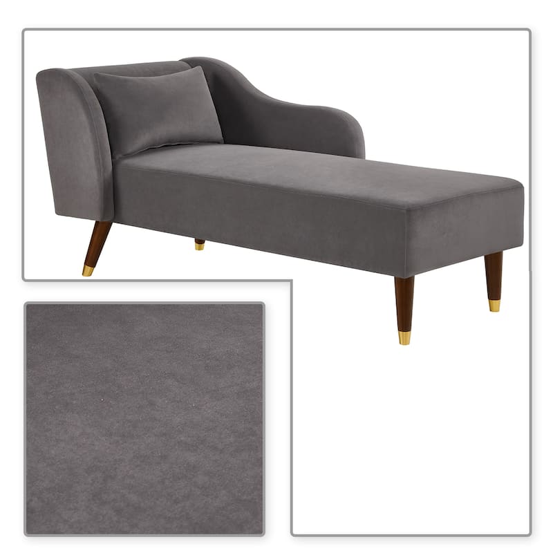 Mid-Century Vintage Velvet Upholstered Leisure Chaise Lounge with a Pillow