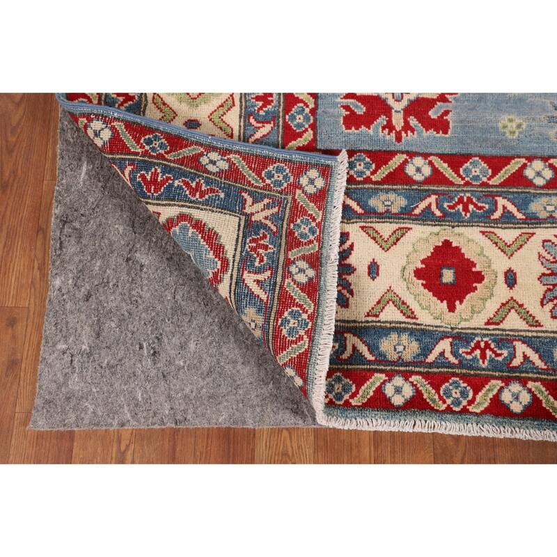 Light Blue Kazak Area Rug Living Room Hand-Knotted Wool Carpet - 6'8" x 9'9"