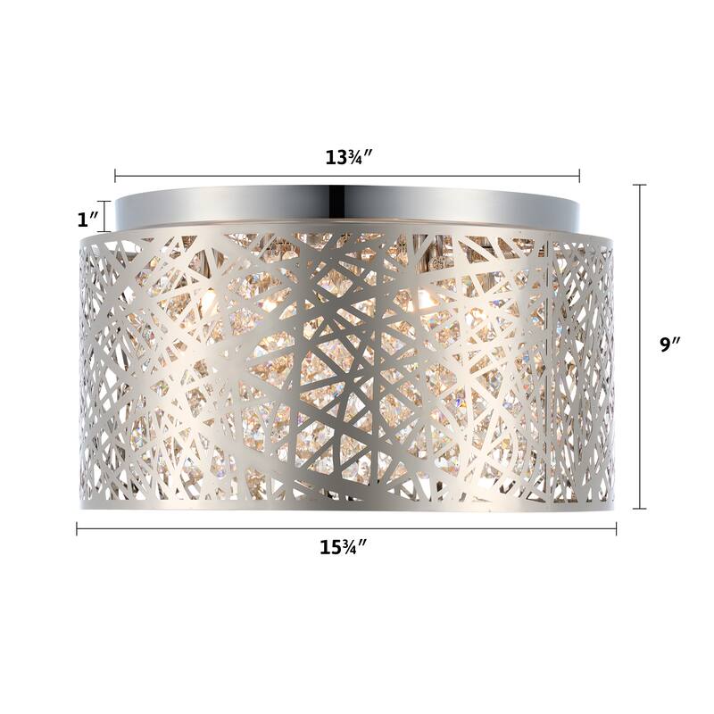 CO-Z 16-Inch Drum Flush Mount Crystal Chandelier