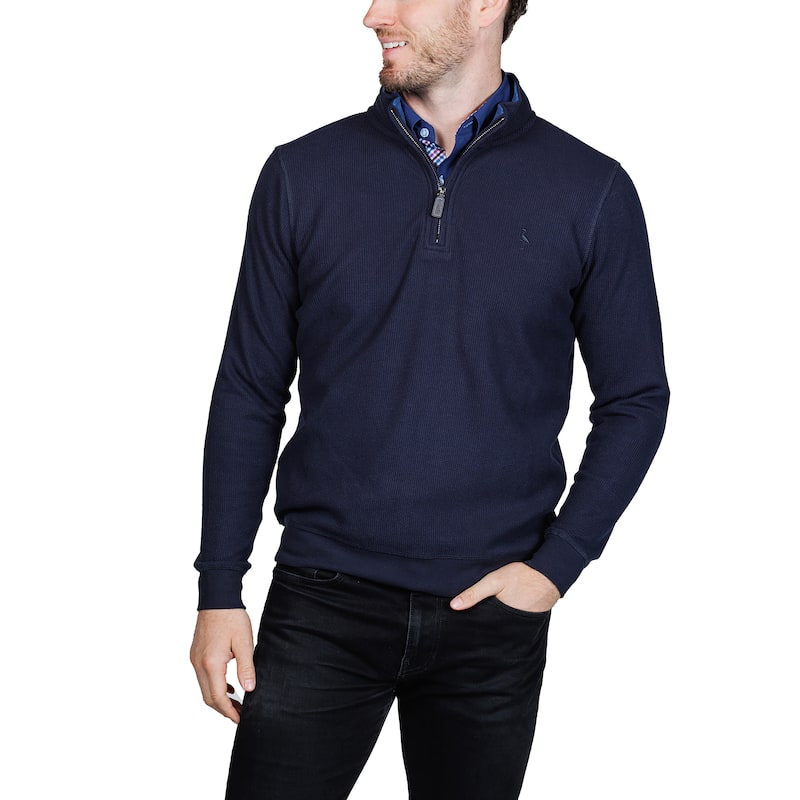Tailorbyrd Men's Cozy Knit Quarter Zip Pullover - Navy Heather - XXL