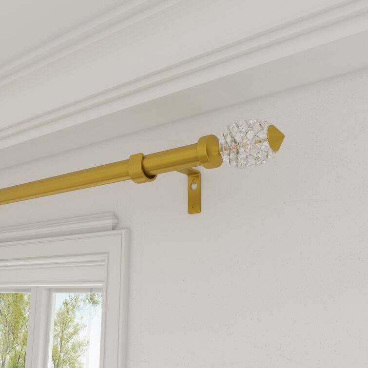 Acroma Adjustable Single Gold Curtain Rod for Windows & Doors.