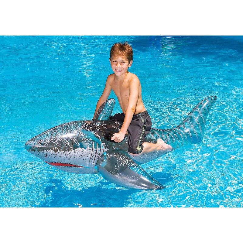 Inflatable Gray Ride-On Shark Swimming Pool Float 72-Inch - 72"