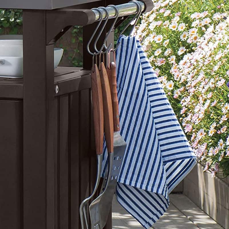 Keter Unity 40 Gallon Stainless Steel Top Storage Grilling Bar Cart (Set of 2) - 32.2