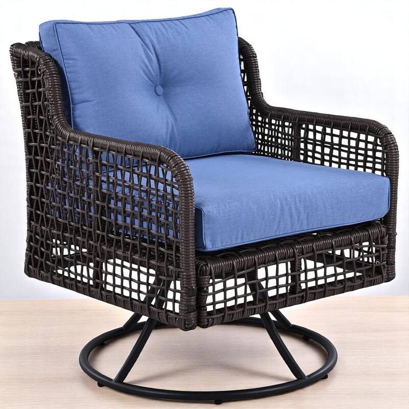 4-Piece Outdoor Patio Furniture Set with 3-Seat Sofa, 2 Swivel Rocking Chairs,PE Rattan Wicker, Removable Cushions and Pillows