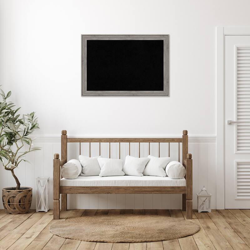 Regis Barnwood Grey Wood Framed Black Corkboard Bulletin Board
