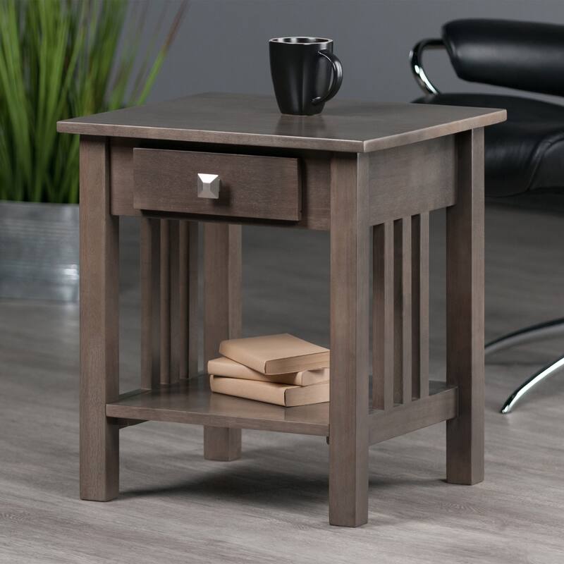 Stafford Accent Table, Oyster Gray - 19.92 x 18.98 x 22.05 inches
