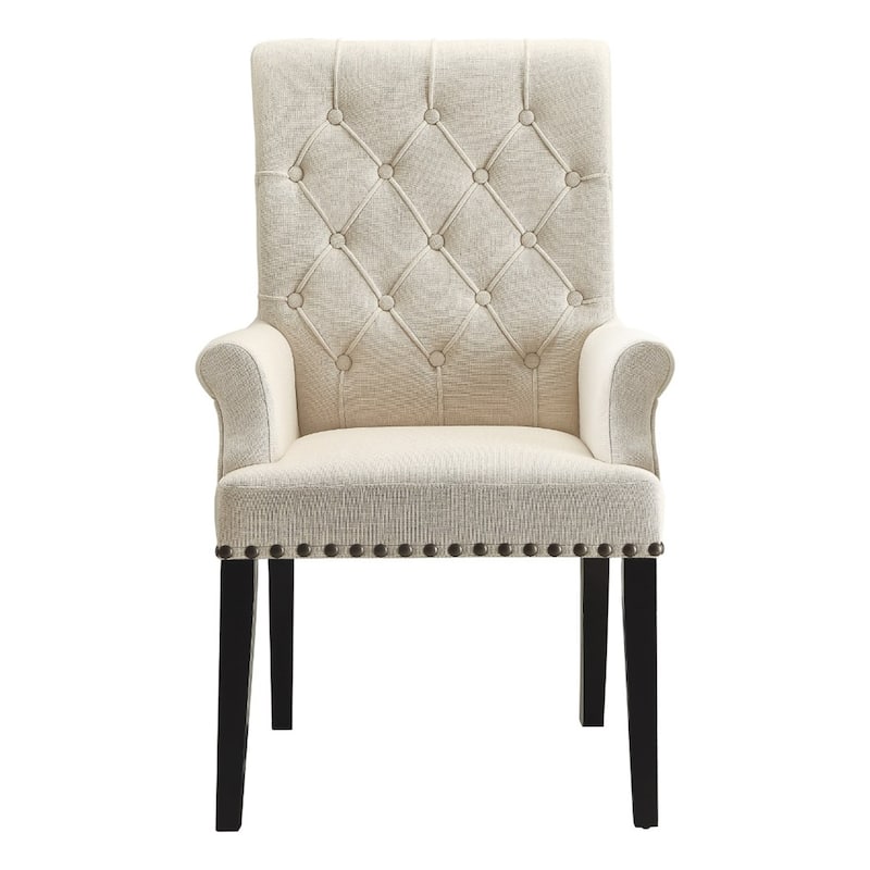 Black/Cream Fabric Upholstered Wood Frame Dining Chair, Sturdy Dining Chair for Dining Rooms - 27.5