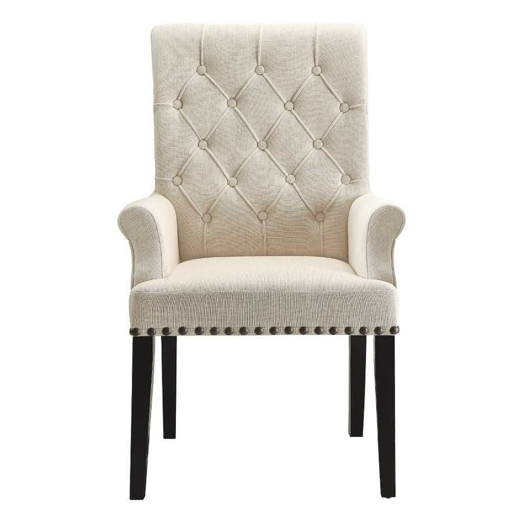 Black/Cream Fabric Upholstered Wood Frame Dining Chair, Sturdy Dining Chair for Dining Rooms - 27.5